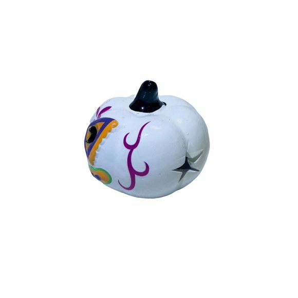 Day of the Dead‎ white multicolor lighted 3x3x3in pumpkin Halloween Table Decor - Picture 7 of 11